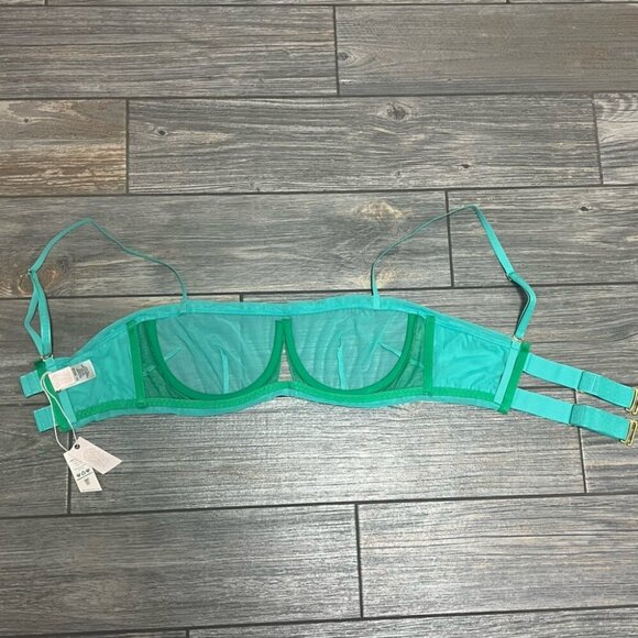 NWT We are HAH Free People Bra Fits 30-38C Teal Mesh Sheer 30C 32C 34C 36C 38C - Picture 11 of 14